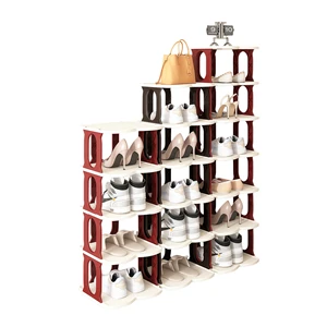 Multi-Tier Durable Plastic Space-Saving Shoe Rack for Dormitory Living Room-Household Shoes Storage Organizer Customizable