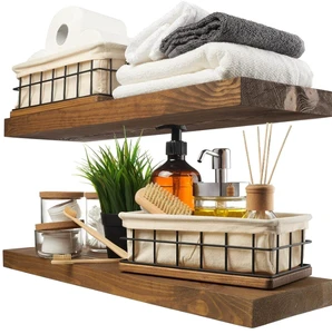 Eco-friendly Natural Wooden Floating Shelf for Living Room Wall Sustainable Home Decor