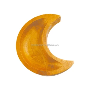 Modern Wooden Moon-shaped Storage Tray Handmade Durable Eco-Friendly Tabletop Home Decoration Customizable Design for Living