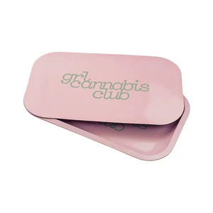 Custom 270x160x23mm Tinplate Rolling Tray With Lid Metal Organizer Durable Smoking Accessories Storage Tray For Travel Use