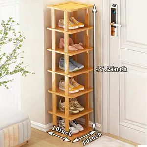Durable Bamboo Tall Skinny Shoe Rack Sustainable Sturdy Aesthetic Shoe Storage for Long-Term Use