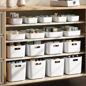 Modern PP Plastic Storage Box for Desktop Cosmetic Retail Toy Household & Kitchen Organization-Sustainable & Multifunction
