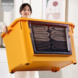 Plastic Storage Box for Cars Households Clothes Students' Books Toys with Pulley Storage System