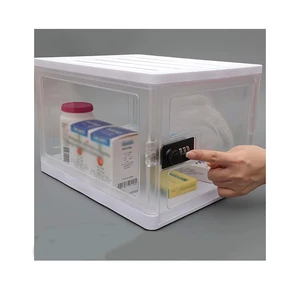 Cell Phone Medicine Refrigerator Food Tablet Pad Transparent Plastic Storage Box With Combination Lock