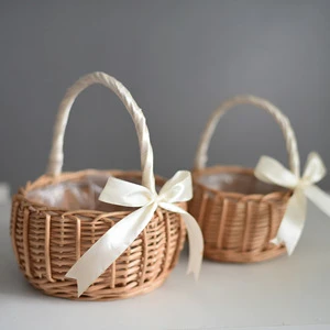 Handmade Willow Woven Flower Basket-Decorative Storage for Flower Arrangements and National Day Ornaments