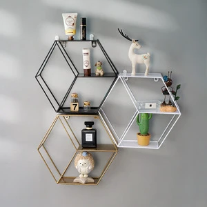 Nordic Style Metal Wall Storage Rack Creative Living Room and Bedroom Decorations with Pendant Wall Decorations
