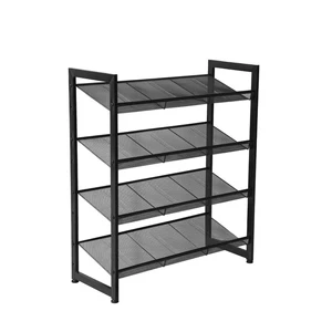 Stackable 4 Tier Shoe Rack Angled Stackable Shoe Rack Shelf Metal Mesh Shoe Storage Rack for Home
