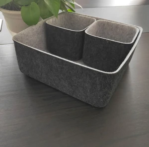 Home Desktop Wool/Polyester Knitted Abrasion-Resistant Storage Box Set Large Capacity Office Tray Snacks Coffee Table Partition