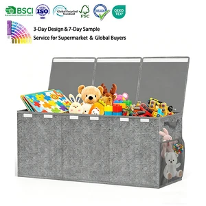 Custom Large Capacity Double Compartment Kids Toy Storage Box Modern Household Organizer Foldable And ReusableToy Storage Bin