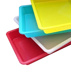 Stackable Easy To Clean Multi-color PP Plastic Low Rise Parts Tray Square Children's Toy Storage Box Shallow Storage Box For