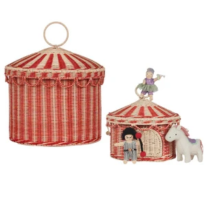 Cute Adorable Wicker Rattan Tent Kid Basket Eco-Friendly Handmade Customized For Baby Children Basket Gift Basket Nursery Decor
