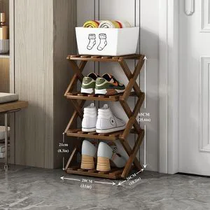Foldable Modern Bamboo Shoe Rack Vertical Shoe Organizer Tall Small Spaces Multifunctional Narrow Shoe Shelf Living Room