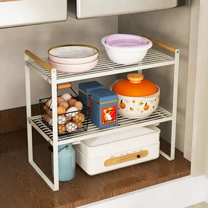 Detachable 2-Tiered Stand Spice Rack Sink Organizer Wire Material Storage Kitchen Cabinet Cutlery Coat Clothing Organization