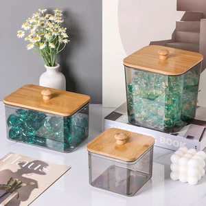 Multifunctional Plastic Container Jar Laundry Powder Storage Box with Bamboo Lid with Different Shape