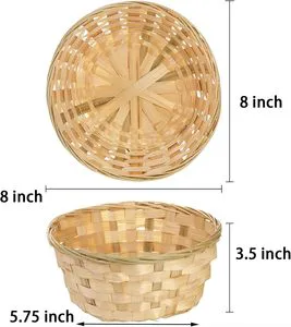 Woven Bamboo Rattan Basket Eco-friendly Wicker Basket For Storage Bread Fruit Snack Handmade Bamboo Basket