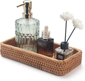 Factory Wholesale Home Rattan Woven Durable Storage Basket Serving Tray Multi-purpose Wicker Tray