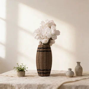HN Rattan Modern Simple Design Handmade Woven Flower Vase Desktop Decoration Storage Bottle Creative Arrangement