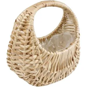 Mini Decorative Woven Rattan Flower Basket for Kitchen Fruit Storage Vegetable Tools