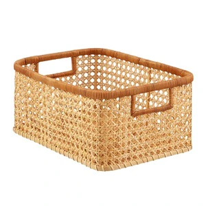 New Designed Manufacturer Wholesales Rattan Cane Basket Woven Rectangle Rattan Storage Basket Rattan Food Basket Handwoven