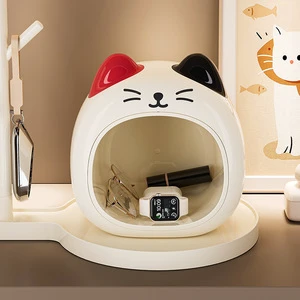 Lucid Modern Cat Porch Storage Home Entrance Shoe Cabinet Decorations Cat Ornaments Small Objects Storage Box Movable Plant Key