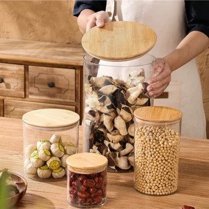 Ideal Bamboo Food Contact Safe PET Pantry Canisters With Bamboo Lid Plastic Airtight Food Storage Container With Silicone Seal