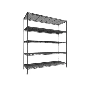 Freestanding 5-Tier Metal Storage Shelves Heavy Duty Carbon Steel Rolling Rack Load 800LBS Adjustable Wheels 5 'Wheels Holders