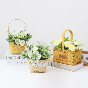 Wholesale Handmade Basket Popular Home Decoration Baskets Pastoral Style Rattan Woven Flower Basket