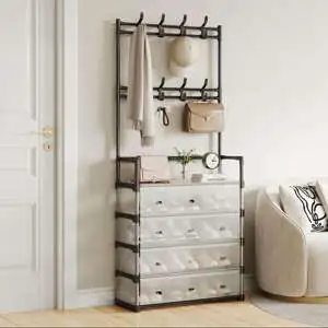 Cedar space 5-Tier Shoe Rack and Hat Rack for Entryway,Living Room, Home Storage Free Standing Shoe Organizer With Dustproof Cover