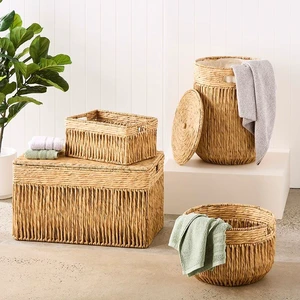 Natural Water Hyacinth Storage Basket Handwoven Organizer for Laundry Toy Blanket Home Decoration Wholesale Export
