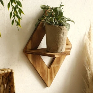 Art Deco Square Wooden Wall Mounted Foldable Multifunction Flowerpot Storage Rack; Simple Home Decoration for Birthday Guest