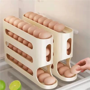 Commercial PP Plastic Four-Tier Slide-Drawer Egg Rack-High-Capacity Eco-Friendly Food Storage Refrigerator Organization System