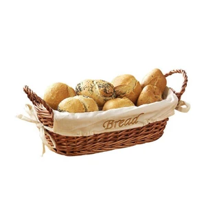 Wicker Bamboo Dining Coffee Rattan Tea Bread Basket Rope Handle Cane Food Round Bread Tabletop Fruit Woven Basket