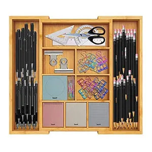 Bamboo Modern Kitchen Single Tier Expandable Foldable Drawer Divider Storage Tray