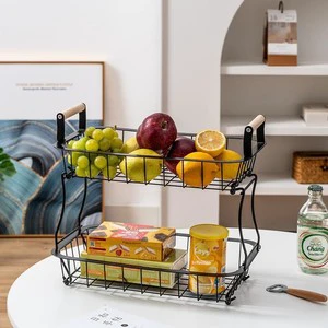 Kitchen Counter Storage Basket Tiered Vegetable Rack Durable and Practical Fruit Basket Metal Fruit Stand Display Rack