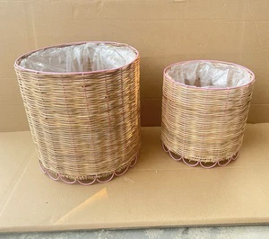 Wicker Planter with Liner Inside Rattan Pot Garden Decorations with Basket Liners