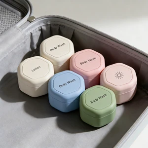 Shower Gel Travel storage box anti leak Reusable Hexagonal Modular Jars Space-Saving Portable