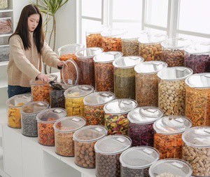 ECOBOX Round Container Scoop Bin Powder Spices Candy Storage Bins Airtight Bulk Food Candy Bin