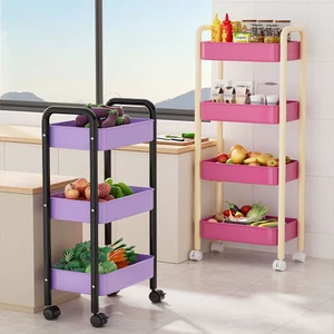 Cedar Space Household Small Trolley 3-Tier Floor-standing Moisture-proof Portable Storage Rack For Living Room Bedroom Kitchen Desktop