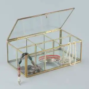Brass Iron Decorative Storage Box with Elegant Trunk Design 4x5.5x9.5 Inches for Home Organization