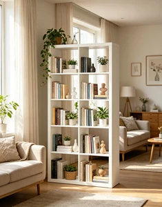 LIWEI Durable Modern Convertible 2X4 Wood Panel Cube Storage Unit Bookshelf Display Rack Living Room Furniture Home Decor