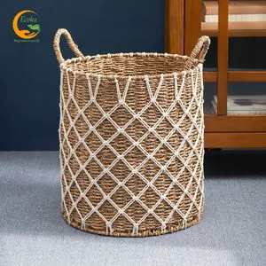 Hot Sale Water Hyacinth Basket Natural Decorative Lightweight Storage Bin Durable Cheap Price