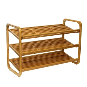High Quality 3-Tier Shoe Rack Bamboo Stackable Shoe Shelf Storage Organizer for Entryway Hallway and Closet