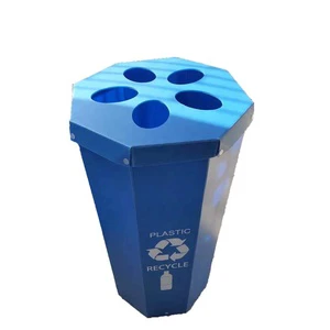 Foldable Waterproof Indoor Custom Corrugated Plastic Bin Hexagon Box Trash Waste Bin