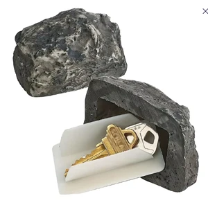 Hider Art Deco PP Outdoor Patio Door Key Box with Simulated Small Stone Decorations for Home Decor
