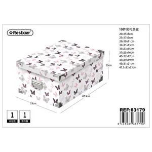 10-Piece Iron-Closure Decorative Storage Boxes 47.5 X 33 X 23 cm for Gift & Organization