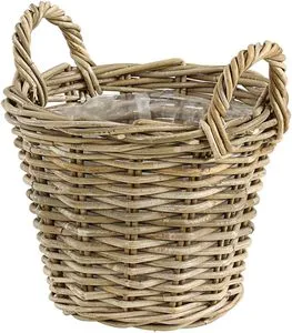 Natural Rattan Wicker Garden Planter Basket with Handle for Flowers