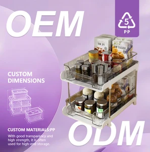 JX Light Luxury Standing Type Plastic Kitchen Living Room Storage Rack-Multi-functional Punch-free Double Tier Household Storage