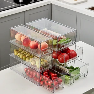 Customizable Reusable Plastic Food Storage Containers Fridge Drawer Organizer for Home Kitchen Use