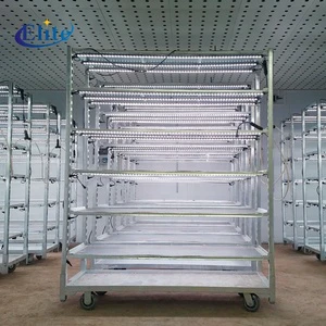 Danish Nursery Flower Greenhouse Rolling Plant Rack Trolley Carts Steel Metal Removable Shelf Four-Wheel OEM