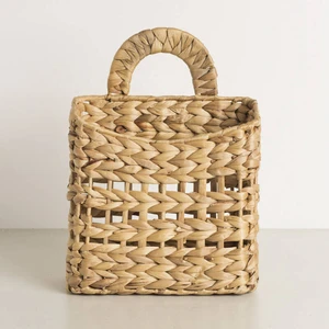 Nice Price Eco-friendly Water Hyacinth Wall Rectangular Basket with Handle Handwoven Wholesales From Vietnam